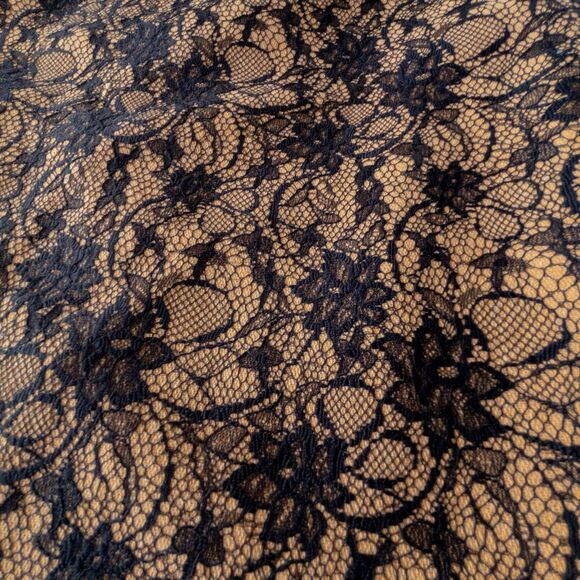 Talbots Brown Black Floral Lace Knee Length Skirt Size 10 Career Office Goth - Picture 4 of 15